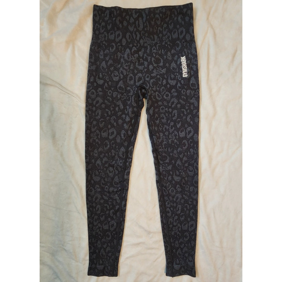 Gymshark Adapt Animal Leopard Black/Gray High Waisted Sports Leggings Size XS - Picture 1 of 8